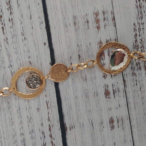 Chico’s Long Gold Druzy Statement Necklace | Layered Boho Chic - Picture 4 of 5